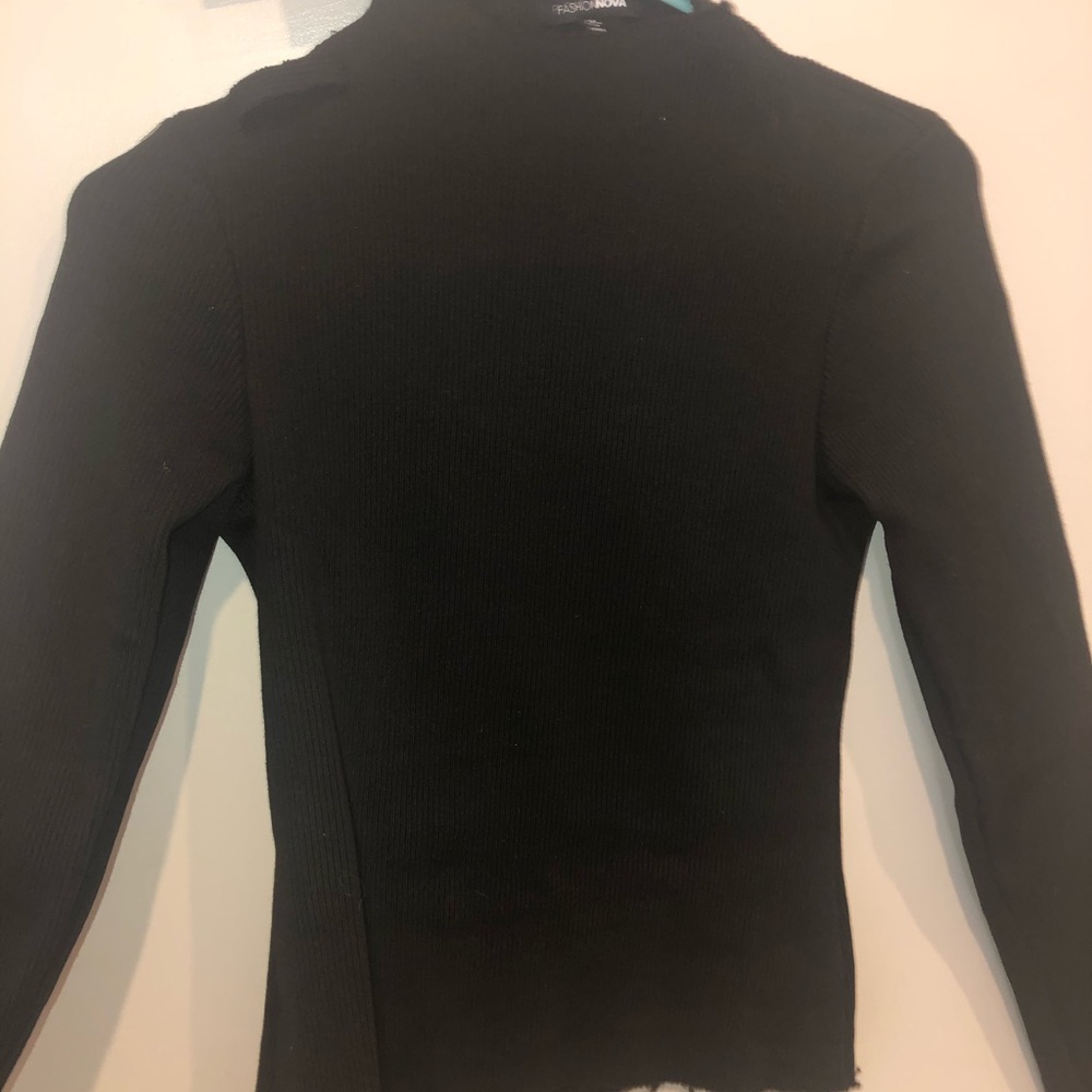 Black distressed turtleneck, never worn but no tag